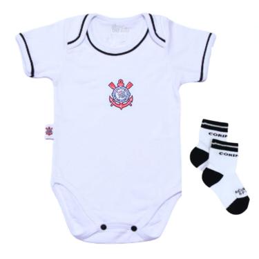 Imagem de Kit Bebê Corinthians 2 Peças Com Body e Meia Oficial