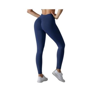Imagem de Leggings De Yoga De Cintura Alta Para Mulheres, Sem Costura, Efeito Le