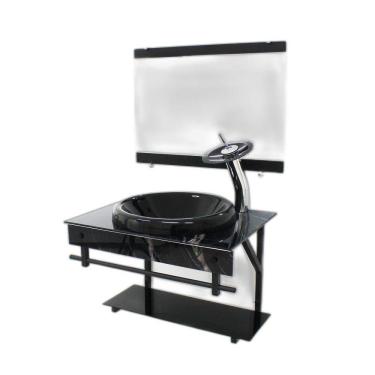 Imagem de Gabinete De Vidro Para Banheiro 60Cm - Mármore Preto