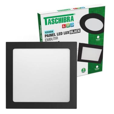 Imagem de Painel De Led Quadrado Embutir 24w Preto Bivolt Taschibra 6500k Luz Fria