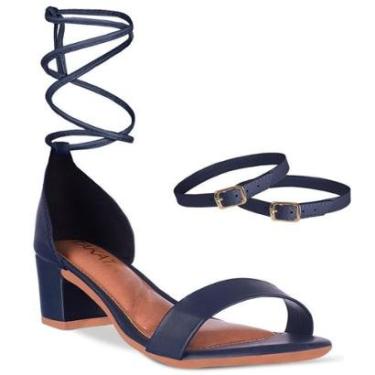 Imagem de Sandalia Feminina Casual Salto Bloco Grosso Tiras de Amarrar Sintético Moda Festa A3.29-Feminino