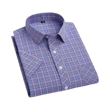 Imagem de Camisa De Algodão Xadrez Masculina 5XL 6XL De Manga Curta Primavera Ve