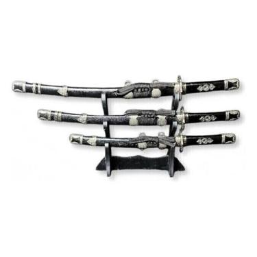 Imagem de Kit Espadas Katanas Inox Colecionador Arts Marciais - NoBrand, Preto