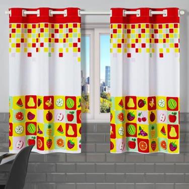 Imagem de Cortina de Cozinha 2,20m x 1,30m Estampada Decorativa para Janela Alta