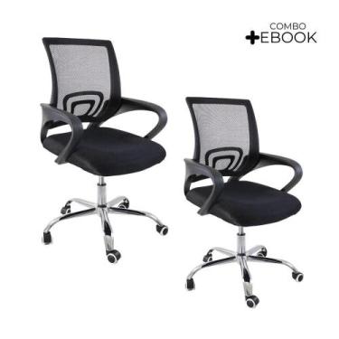 Imagem de Kit 2 Cadeiras De Escritório Oficial Begonia Mesh Giratória - Oficial 