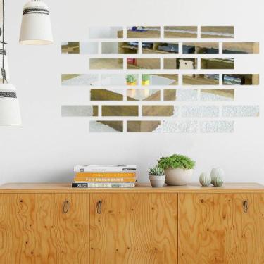 Imagem de Espelho Adesivo PET Acrilic Flexível Decorativo 30x7,5cm Retangulo Bri