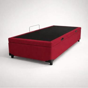 Imagem de Cama Box Baú Solteiro Sem Colchão Vermelho Com Pistão A Gás - Box Smar