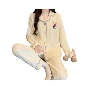 Imagem de Conjunto De Pijamas Femininos Macios E Bordados, Moda Fofa 2 Peças, Ro