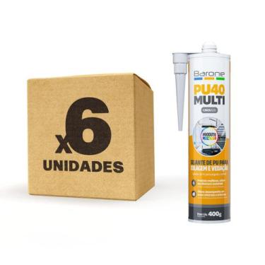 Imagem de Kit 6 Pu 40 Selante Silicone Cola Tudo Multiuso Barone 400g
