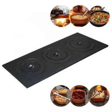 Imagem de Chapa Para Fogão A Lenha Ferro Fundido De 3 Bocas com Redutores - Sant