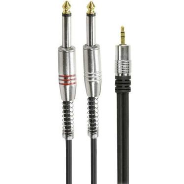Imagem de Cabo 2 P10 Mono X P2 Estereo Dourado 1,8Mt Mxt - ELETRONICA CASTRO