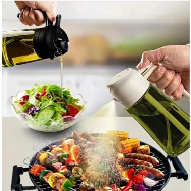 Imagem de Spray Borrifador Dosador para Cozinha 470ml 2 em 1 para Azeite Vinagre e Óleo em Plástico Resistente à Prova