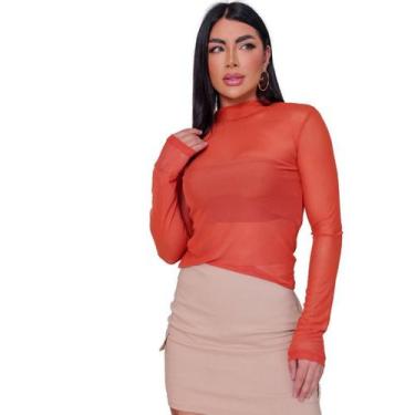 Imagem de Blusa Tule Premium Segunda Pele Manga Longa Gola Alta - - Kickoff, Ter