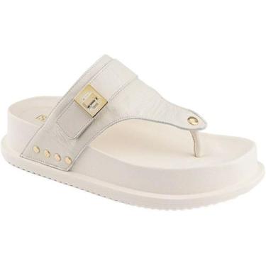 Imagem de Chinelo Santinelli 1550-032-252 Flat em Couro, 36, Marfim
