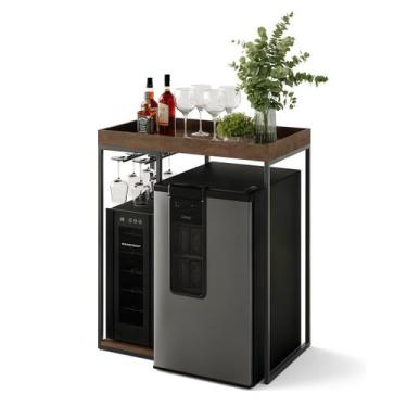Imagem de Aparador Bar para Adega Cervejeira ou Frigobar MDF Metal Industrial No