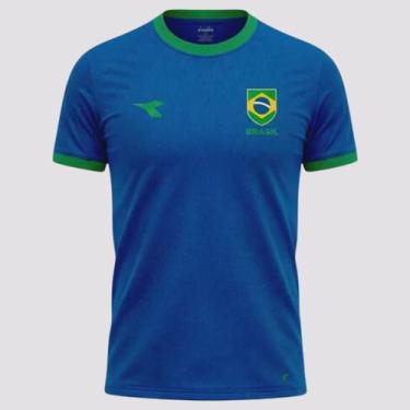 Imagem de Camisa Masculina Brasil Diadora Campione Amarelo, Azul, Royal, G