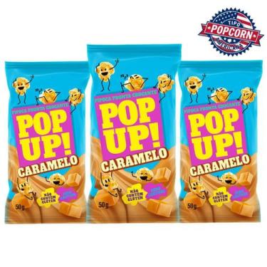Imagem de Pipoca Pronta Gourmet Pop Up Caramelo Kit 3 Unidades de 50g