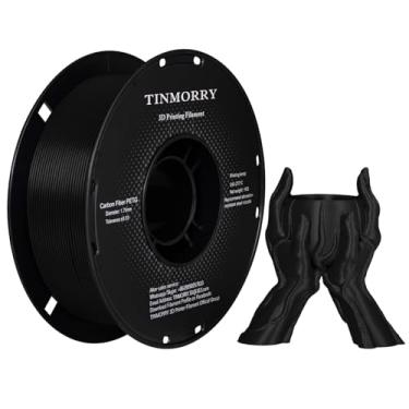 Imagem de Filamento PETG de fibra de carbono 1,75 mm, filamento de impressora 3D TINMORRY PETG-CF, compatível com impressora 3D Bambu FDM, carretel de 1 kg, preto fosco