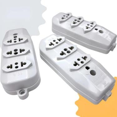 Imagem de Kit 7 Extensão Regua Tomada Tripla 250v 10/20a Bivolt - GENERICA
