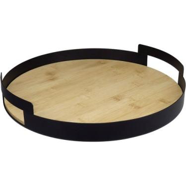 Imagem de Bandeja Home&Co 6x38x25cm Metal Preto Decoração para Casa Sala e Ambie
