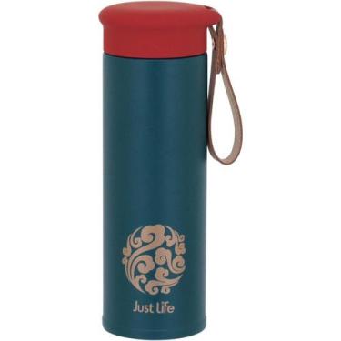Imagem de Garrafa Térmica Just Life Home&Co 20x6x6cm INOX Verde 450ml para Mesa 