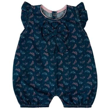 Imagem de Macacão Para Bebê Estampa Raminho Azul - Precious Baby