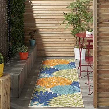 Imagem de Nourison Tapete Multicolorido Interno/Externo de 60 cm x 30 cm, Tropical, Botânico, Fácil Limpeza, Sem Queda, Quarto de Cama, Sala de Estar, Sala de Jantar, Deck, Quintal, Pátio