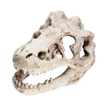 Imagem de Decorações de Decoração de crânio de dinossauro, modelo de crânio de resina para esconderijo de répteis, acessórios de de