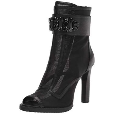 Imagem de Karl Lagerfeld Paris Bota feminina Blayze Peep-Toe Ankle Boot, Preto, 6.5