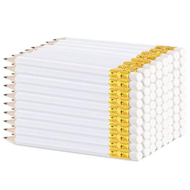 Imagem de 72 lápis com borrachas de 10 cm, golfe, sala de aula, Pew, bolso nº 2 mini hexagonal, apontado, lápis não tóxicos para todas as ocasiões (Branco)