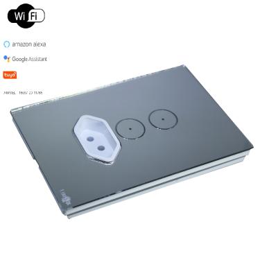 Imagem de Interruptor De Luz Touch Wi-Fi Tok Glass 2 Botões+Tom Prata Lumenx