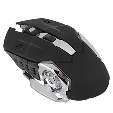 Imagem de S erounder Mouse óptico ergonômico portátil sem fio 2,4 G com receptor USB, 3 níveis de DPI ajustáveis, 6 botões para notebook, PC, laptop, computador (preto)