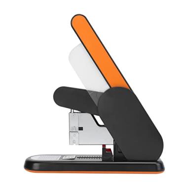 Imagem de Grampeador resistente, grampeador de mesa sem esforço, grampeador de design ergonômico leve, posicionador de papel ajustável, grampeador de mesa comercial de alta capacidade de 210 folhas para materiais de escritório em casa (laranja)