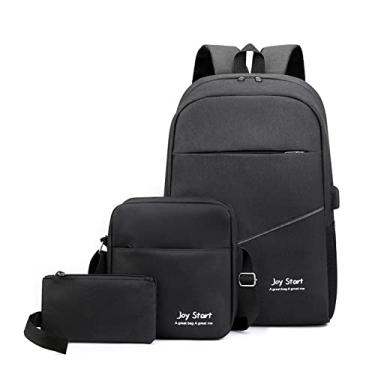 Imagem de Qudai Conjunto de 3 peças mochila feminina masculina portátil mochila bolsa de ombro bolso pequeno para viagem escola trabalho de negócios faculdade cabe até 15,6 polegadas