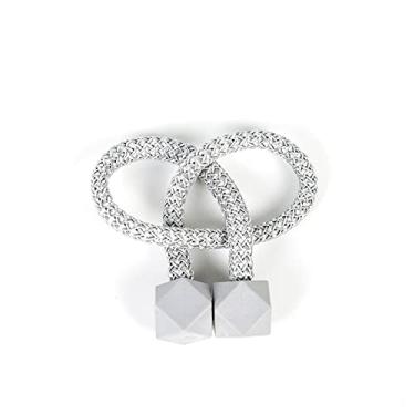 Imagem de Gancho de Cortina Magnético Cor Sólida Cinta Fivela Clipe Fivela Gravata Cortina para Decoração de Quarto de Sala de Estar, Cinza, 2 peças