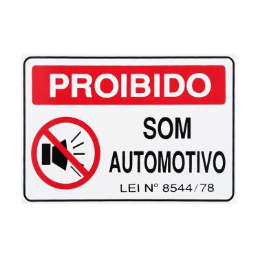 Imagem de Placa De Sinalização Proibido Som Automotivo 30x20 Acesso - S-233/1 F9e