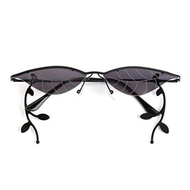 Imagem de Style Point Diamond Leaf Óculos de Sol Desfile de Moda Feminino Vestido de Formatura Óculos da moda, preto, tamanho único
