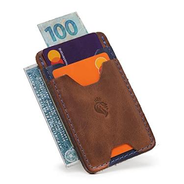 Imagem de Mini carteira porta cartão slim pequena CNH dinheiro masculina e feminino (Uísque)