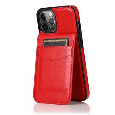 Imagem de Carteira de couro de luxo para iphone 13 12 mini 11 pro xr xs max 8 7 6 6s plus se 2020 2022 cartão capa para bolsas de telefone, vermelho, para iphone 13 mini 5.4 polegadas