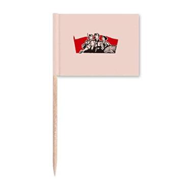 Imagem de Bandeira de educação vermelha chinesa propaganda palito de dente bandeiras marcadoras para decoração de festa