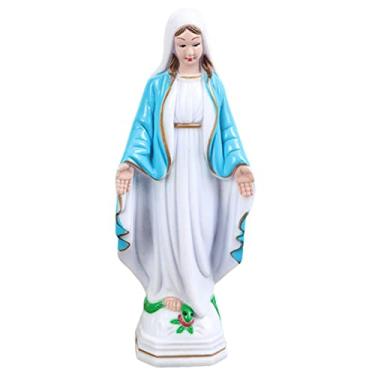 Imagem de Estátua da Virgem Maria, Nossa Senhora Estátua Fátima 10 cm Brilha no Escuro Estátua Nossa Senhora da Graça Estatuetas Religiosas Católicas Luminosas para Decorações do Dia das ães