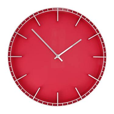 Imagem de Relógio de Parede Moderno para Casa, Fácil de Ler, Inovador e Moderno, Relógio de Parede Silencioso, Hora Precisa para Escritório e Quarto (5686 Prata com Vermelho (37,7x3cm / 14,8x1,2in))