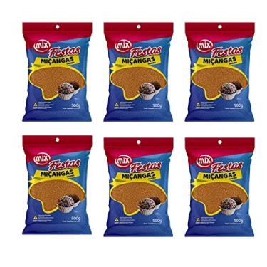 Imagem de Kit 6 Pacotes Confeito Miçanga Granulado Brigadeiro, Doces, Confeitaria Várias Cores (Laranja)