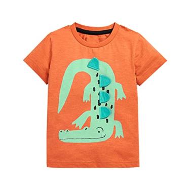 Imagem de Camisetas de manga curta para meninos de algodão casual com estampa de animais de gola redonda roupas de verão camisetas macacões de bebê menina (laranja, 12 a 24 meses)