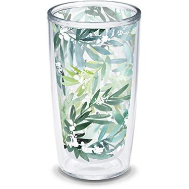 Imagem de Tervis Copo de viagem Yao Cheng de cristal verde feito nos EUA de parede dupla com isolamento térmico mantém as bebidas frias e quentes, 473 ml, Mimosa exuberante