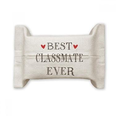 Imagem de Best Classmate Ever Citação Amizade Suporte de capa de papel para lenços faciais Bolsa de linho de algodão