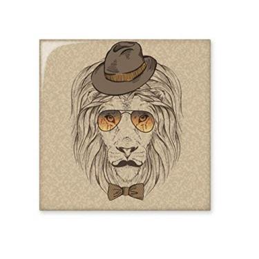 Imagem de Estilo britânico delicado chapéu de leão gravata borboleta azulejo de cerâmica brilhante decalque de pedra adornada tijolo vitrificado