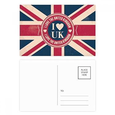 Imagem de Cartão postal I love The United Kingdom Union Jack UK Flag Cartões postais de aniversário para enviar cartões de agradecimento