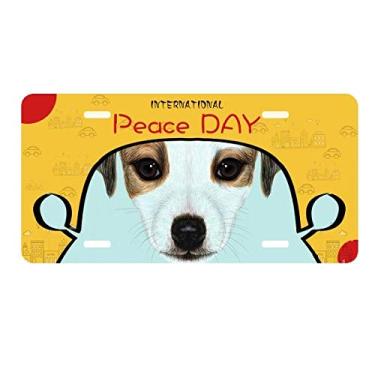 Imagem de DIYthinker Placa de carro Jack Russell Terrier para animais de estimação, placa de carro decoração Dia da Paz
