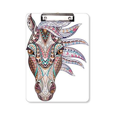 Imagem de Estilo mosaico colorido design de cavalo prancheta pasta bloco de escrita placa de suporte A4